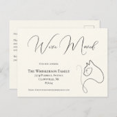 キャッかわいらしトブラック&アイボリー引っ越しました発表 ポストカード (正面/裏面)