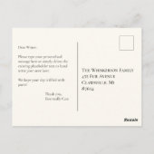 キャッかわいらしトブラック&アイボリー引っ越しました発表 ポストカード (裏面)