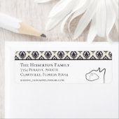 キャッかわいらしトブラック&ホワイト差出人住所ラベル ラベル (インサイチュ)