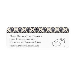 キャッかわいらしトブラック&ホワイト差出人住所ラベル ラベル