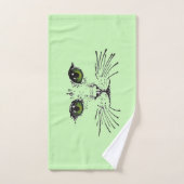 キャッかわいらしト顔ブラックスケッチグリーンアイ ハンドタオル (ハンドタオル)