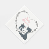 キャッかわいらしト、子猫、花ハート女の子ベビーシャワー スタンダードランチョンナプキン (角)