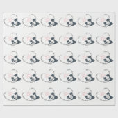 キャッかわいらしト、子猫、花ハート女の子ベビーシャワー ラッピングペーパー (フラット)