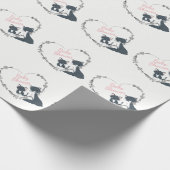 キャッかわいらしト、子猫、花ハート女の子ベビーシャワー ラッピングペーパー (角)