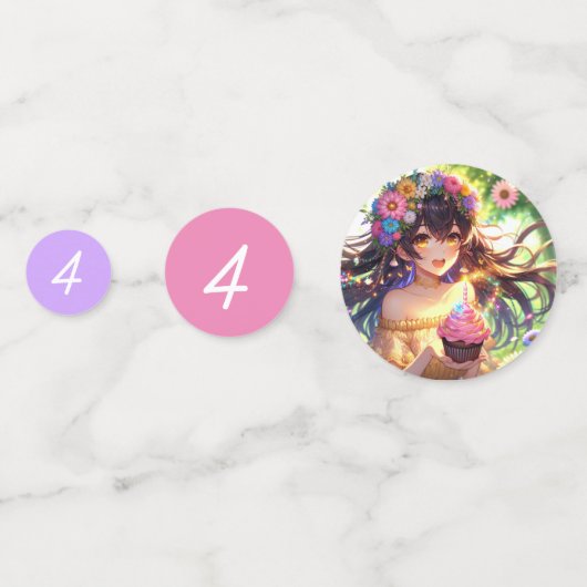 キャッかわいらしプケーキ付きアニメ誕生日 コンフェッティ (正面)