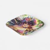 キャッかわいらしプケーキ付きアニメ誕生日 ペーパープレート (傾斜あり)