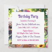 キャッかわいらしプケーキ付きアニメ誕生日 招待状 (裏面)