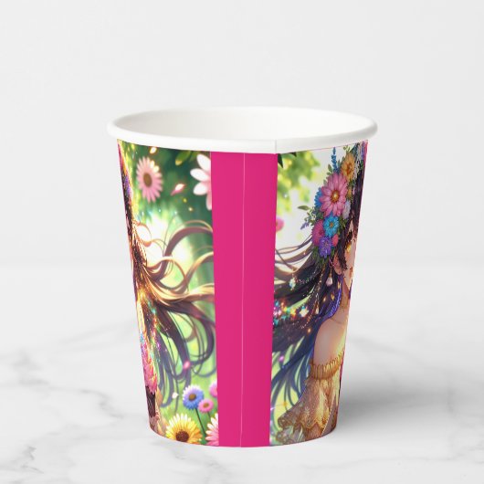 キャッかわいらしプケーキ付きアニメ誕生日 紙コップ (右)