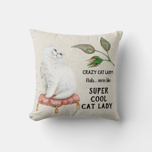 キャッすごいクールトレディお尻タイポグラフィペルシャ猫 クッション (正面)