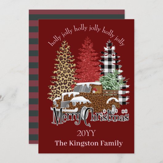 キャッすてきクカードにクリスマスの木を飾る シーズンカード (正面/裏面)