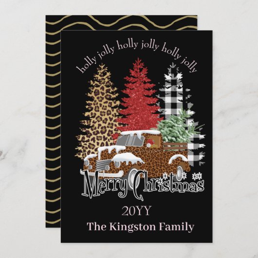 キャッすてきクカードにクリスマスの木を飾る シーズンカード (正面/裏面)