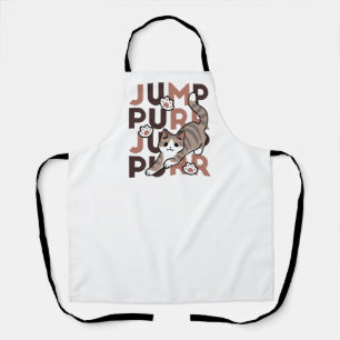 キャッよくはしゃぐトジャンプデザイン- Jump Purr Pun Artwork エプロン