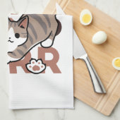 キャッよくはしゃぐトジャンプデザイン- Jump Purr Pun Artwork キッチンタオル (四つ折り)