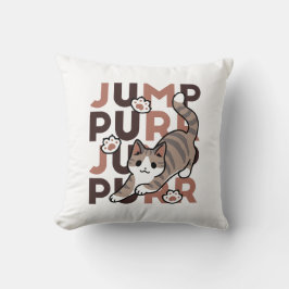 キャッよくはしゃぐトジャンプデザイン- Jump Purr Pun Artwork クッション