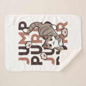 キャッよくはしゃぐトジャンプデザイン- Jump Purr Pun Artwork シェルパブランケット (正面(横))