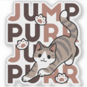 キャッよくはしゃぐトジャンプデザイン- Jump Purr Pun Artwork シール (正面)