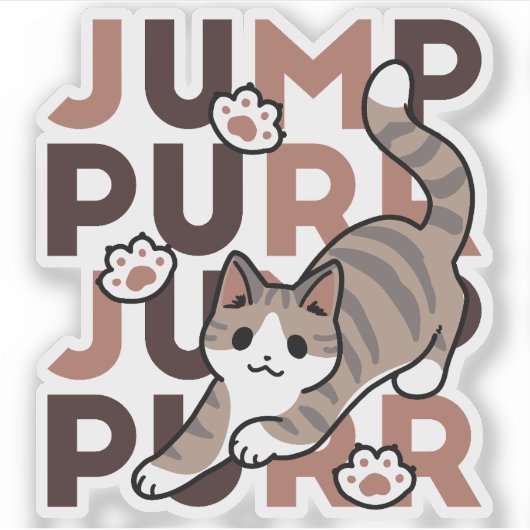 キャッよくはしゃぐトジャンプデザイン- Jump Purr Pun Artwork シール (正面)