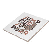 キャッよくはしゃぐトジャンプデザイン- Jump Purr Pun Artwork タイル (側面)