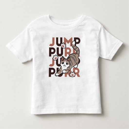キャッよくはしゃぐトジャンプデザイン- Jump Purr Pun Artwork トドラーTシャツ (正面)