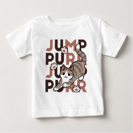 キャッよくはしゃぐトジャンプデザイン- Jump Purr Pun Artwork ベビーTシャツ