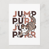 キャッよくはしゃぐトジャンプデザイン- Jump Purr Pun Artwork ポストカード (正面)