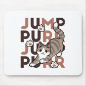 キャッよくはしゃぐトジャンプデザイン- Jump Purr Pun Artwork マウスパッド (正面)