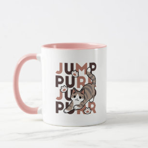 キャッよくはしゃぐトジャンプデザイン- Jump Purr Pun Artwork マグカップ