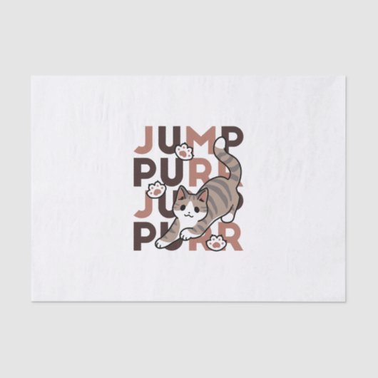 キャッよくはしゃぐトジャンプデザイン- Jump Purr Pun Artwork 薄葉紙 (正面)