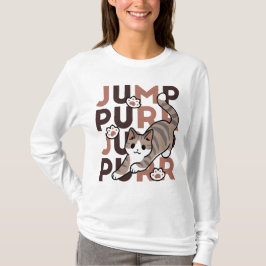 キャッよくはしゃぐトジャンプデザイン- Jump Purr Pun Artwork Tシャツ
