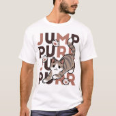 キャッよくはしゃぐトジャンプデザイン- Jump Purr Pun Artwork Tシャツ (正面)
