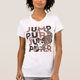 キャッよくはしゃぐトジャンプデザイン- Jump Purr Pun Artwork Tシャツ