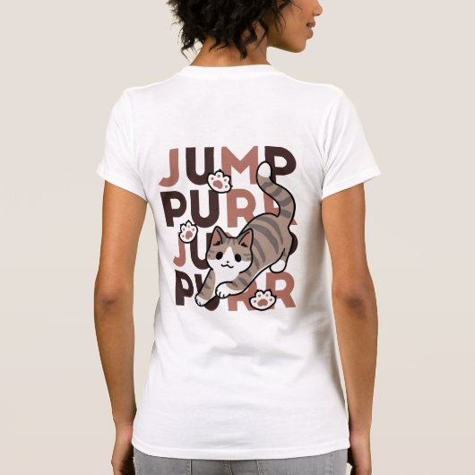 キャッよくはしゃぐトジャンプデザイン- Jump Purr Pun Artwork Tシャツ (裏面)