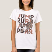 キャッよくはしゃぐトジャンプデザイン- Jump Purr Pun Artwork Tシャツ (正面)