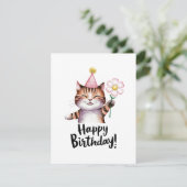 キャッよくはしゃぐト誕生日デザインとデイジー シーズンカード (スタンド正面)