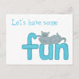 キャッよくはしゃぐト、おもしろい、はがきの単語に置く ポストカード