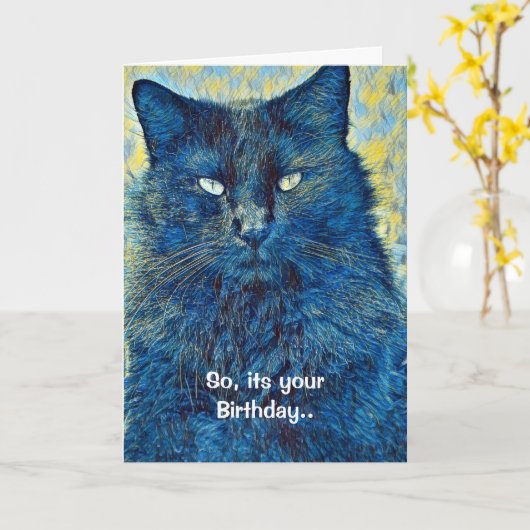 キャッアートトプン誕生日グリーティングカード カード (黄色い花)