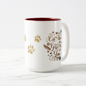 キャッエレガントトママママグ – Purrs, Love & 金ゴールド ツートーンマグカップ (正面右)