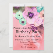 キャッエレガントト、ビッグDIVA帽子とバラ誕生日パーティー 招待状 (裏面)