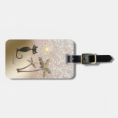 キャッエレガントト、手のひら、グリッター《写真》ぼけ味- パーソナライズされた ラゲッジタグ (正面横)