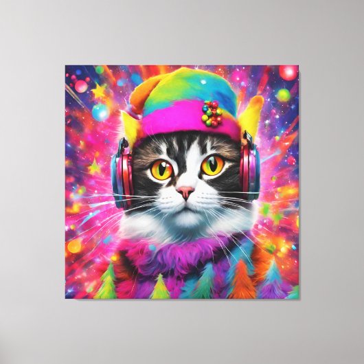 キャッカラフルクールトのクリスマスカーニバル、抽象芸術 キャンバスプリント (正面)