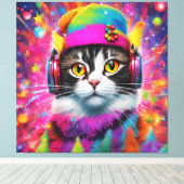 キャッカラフルクールトのクリスマスカーニバル、抽象芸術 キャンバスプリント (インサイチュ (ウッドフロア))