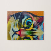 キャッカラフルク抽象芸術ストローク子猫声 ジグソーパズル (横)