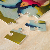 キャッカラフルク抽象芸術ストローク子猫声 ジグソーパズル (側面)