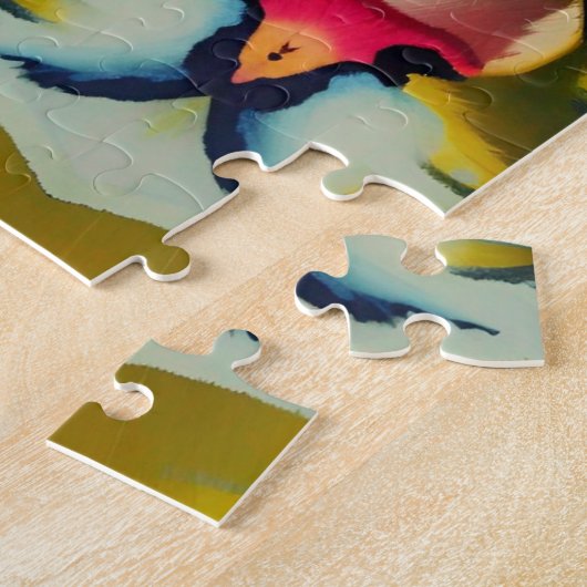 キャッカラフルク抽象芸術ストローク子猫声 ジグソーパズル (側面)