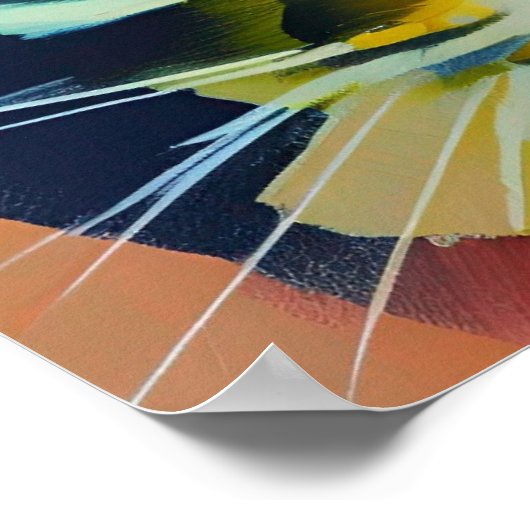 キャッカラフルク抽象芸術ストローク子猫声 ポスター (角)