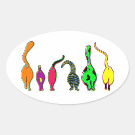 キャッカラフルトお尻 楕円形シール