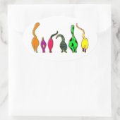 キャッカラフルトお尻 楕円形シール (バッグ)