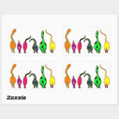 キャッカラフルトお尻 長方形シール (シート)