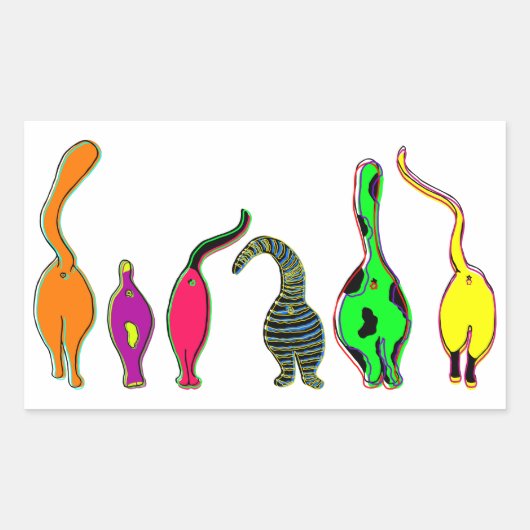 キャッカラフルトお尻 長方形シール (正面)