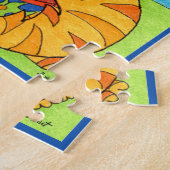 キャッカラフルトアイズ花瓶漫画フォークアート ジグソーパズル (側面)